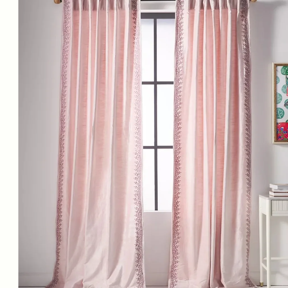 Anthropologie Embroidered Tobias Velvet Curtain